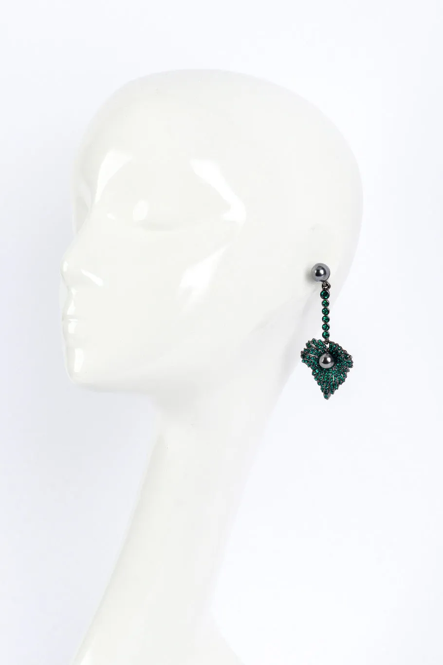 Rhinestone Heart Leaf Drop Earrings