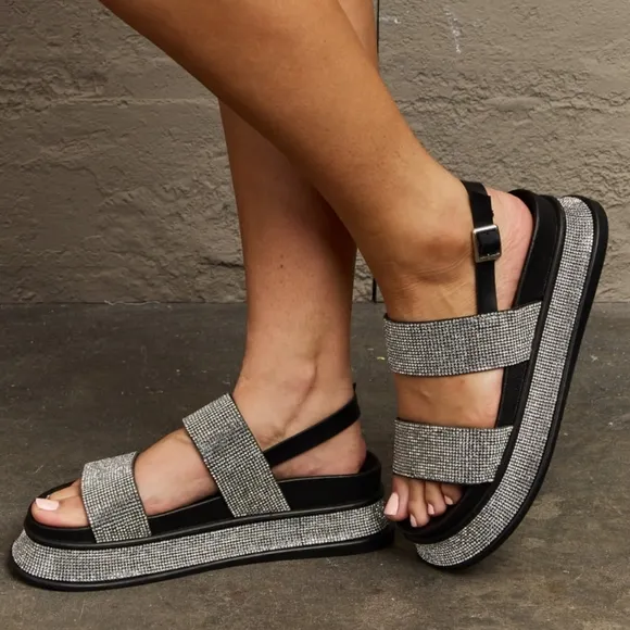 Rhinestone Platform Slingback Sandal