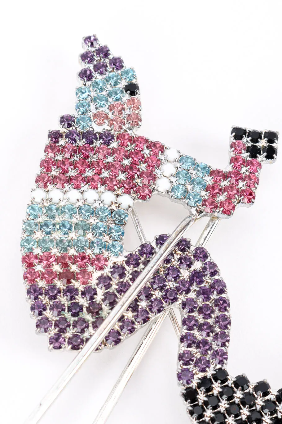 Rhinestone Skier Brooch