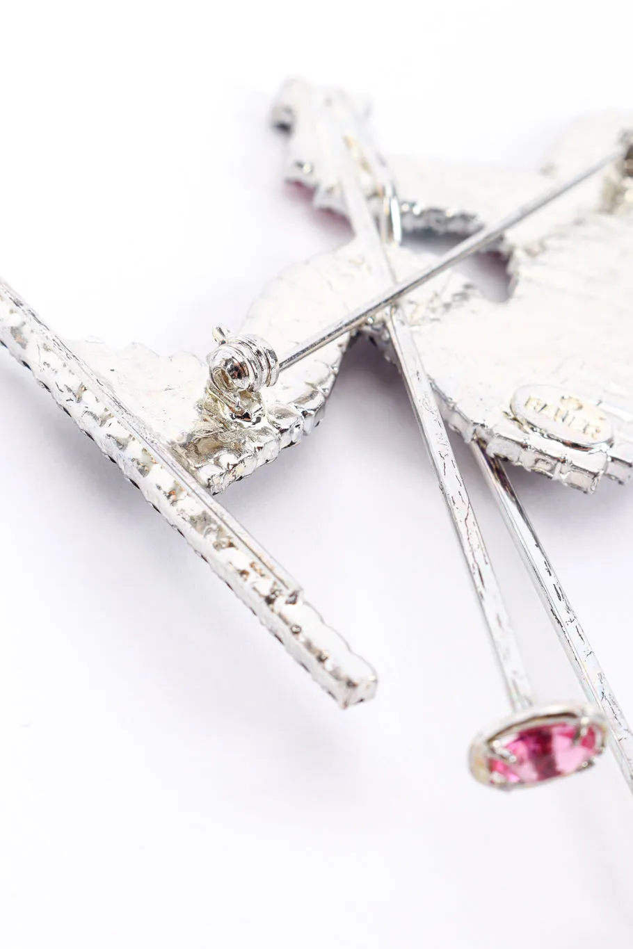 Rhinestone Skier Brooch