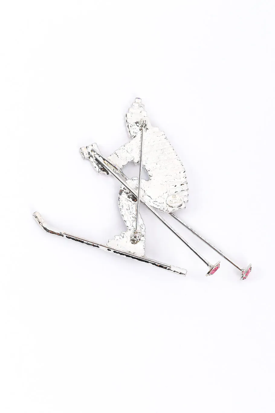 Rhinestone Skier Brooch