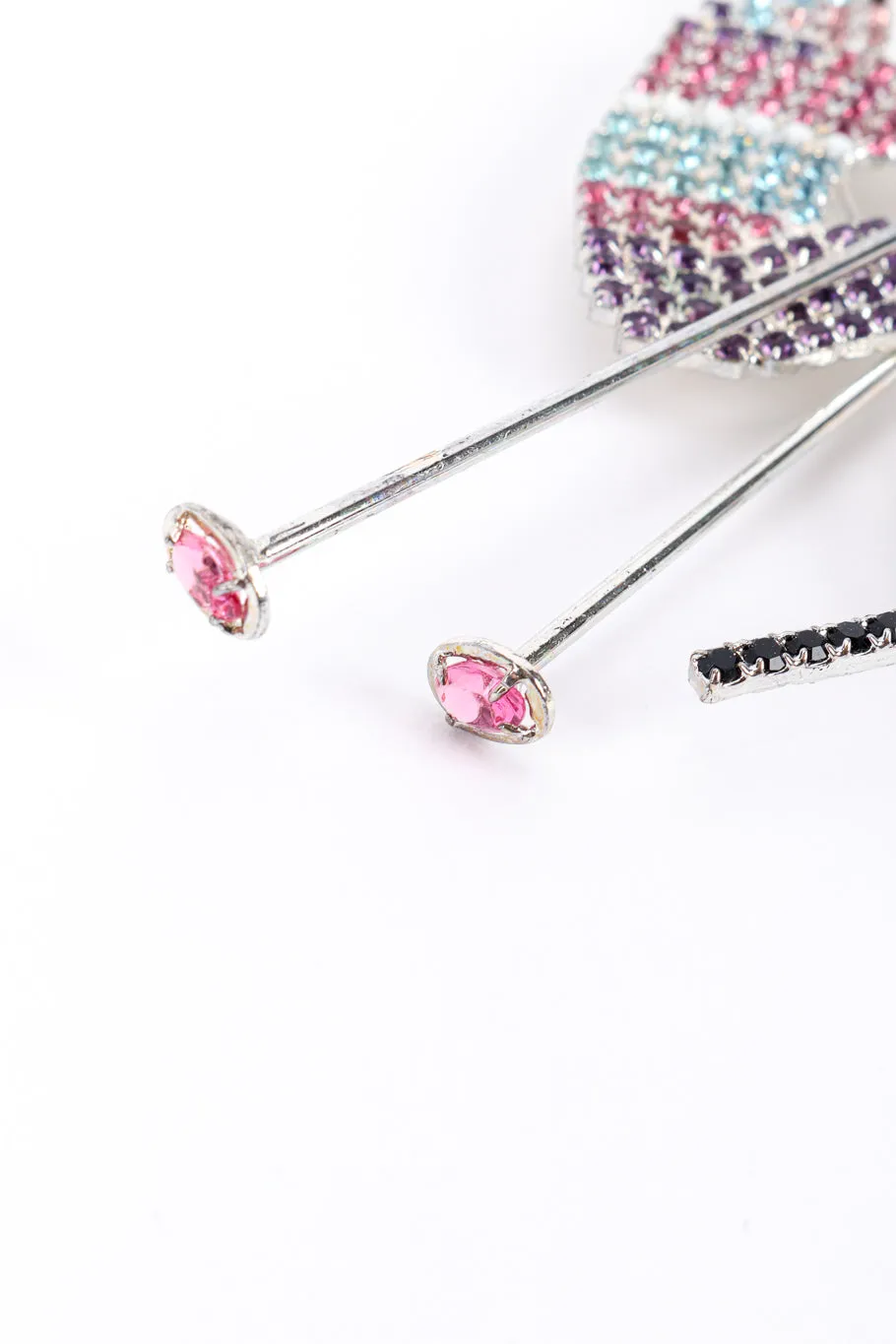 Rhinestone Skier Brooch