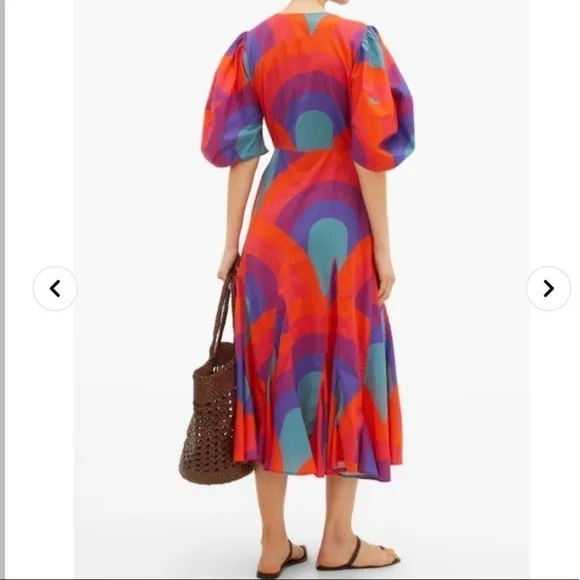 Rhode Resort Red Fiona Rainbow print cotton wrap dress XS