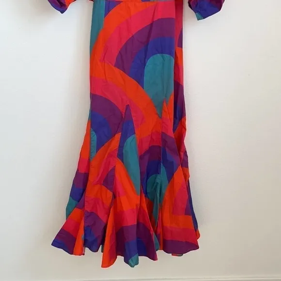 Rhode Resort Red Fiona Rainbow print cotton wrap dress XS