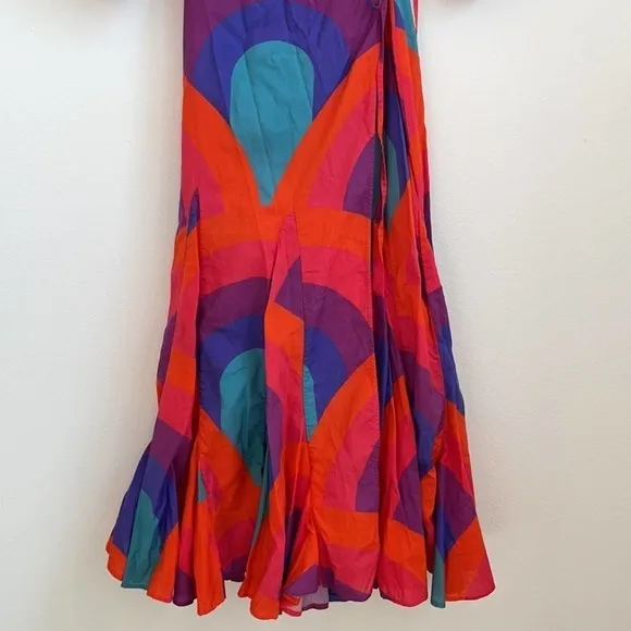 Rhode Resort Red Fiona Rainbow print cotton wrap dress XS