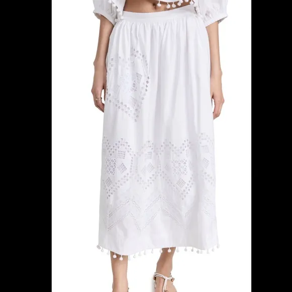 RHODE | White Heart Eyelet Malaya Skirt