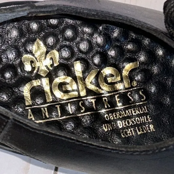 RIEKER Black Leather Lace - Up Slingback Walking Sandals Women’s Size 37 / US 7