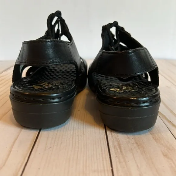 RIEKER Black Leather Lace - Up Slingback Walking Sandals Women’s Size 37 / US 7