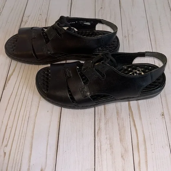 RIEKER Black Leather Lace - Up Slingback Walking Sandals Women’s Size 37 / US 7