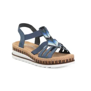 RIEKER Ink Blue Regina 09 Comfort Wedge Sandals