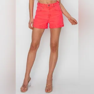 RISEN High Rise Cuffed Denim Shorts