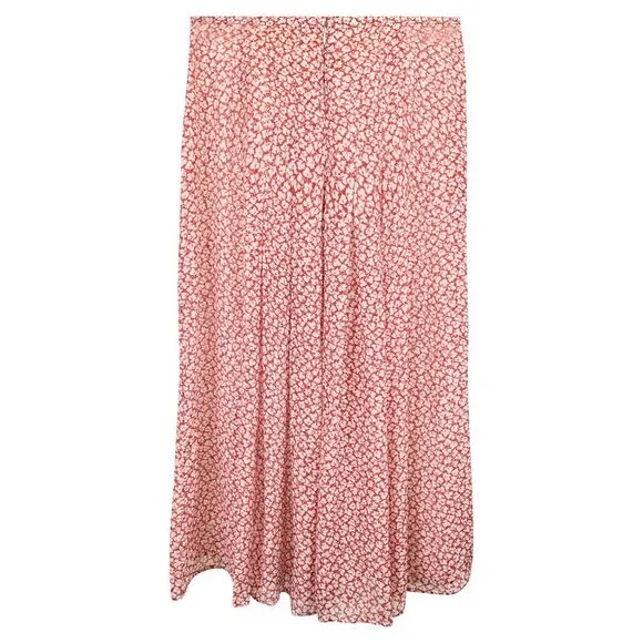 Rixo Georgia Pleated Printed Crepe Midi Skirt in Red Modal
