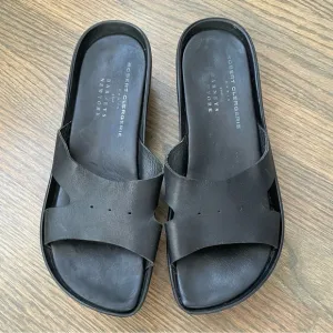 Robert Clergerie Paris Barneys New York Black Leather platform slides sandals