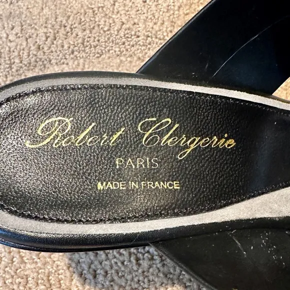 🤎Robert Clergerie Paris Black With Bronze Wedge Sandals - Size 39.5 - New🤎