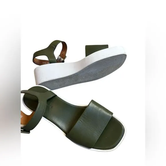 Robert Clergerie green leather platform sandals size 39.5