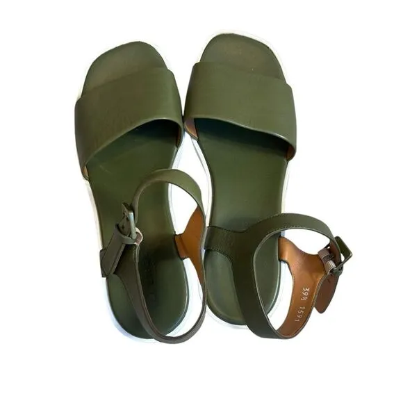 Robert Clergerie green leather platform sandals size 39.5