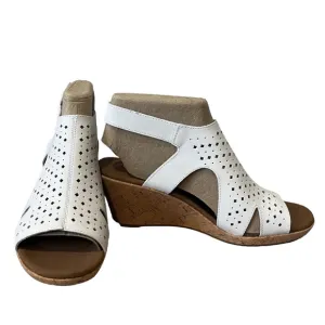 Rockport Cobb Briah Hill Women's Leather White Wedge Sandals 9 Slingback CI0444