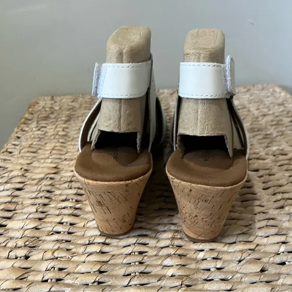 Rockport Cobb Briah Hill Women's Leather White Wedge Sandals 9 Slingback CI0444