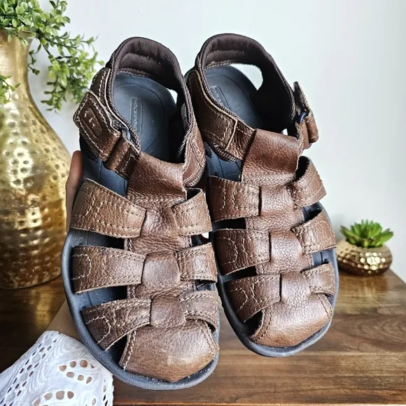 Rockport Genuine Leather Men's Fisherman Brown Sandals Size 7.5M
