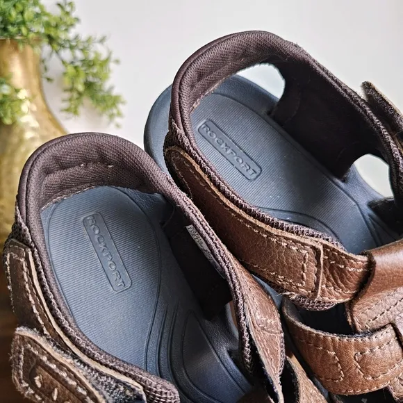 Rockport Genuine Leather Men's Fisherman Brown Sandals Size 7.5M