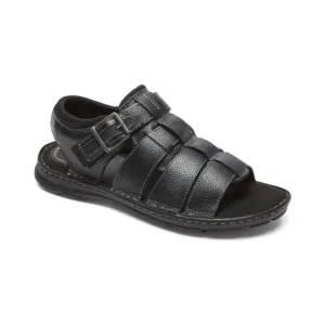Rockport Men's Darwyn Leather Strap Sandal, Black, Size 8.5, NWT