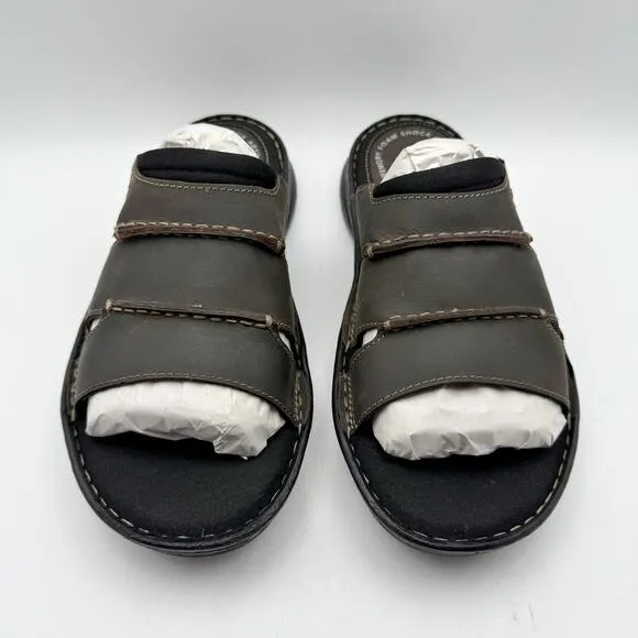 Rockport Mens Darwyn Slide Sandal US 8M EU 41 Brown Leather NIB