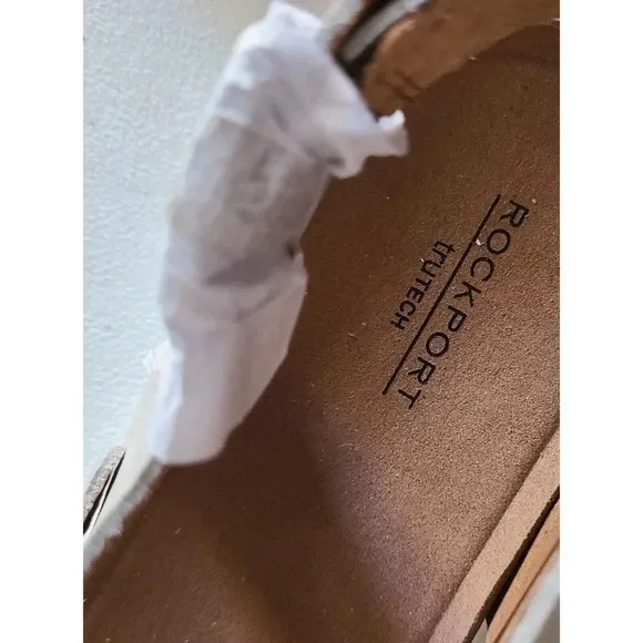 Rockport Women's Kells Bay Asym Sandals IVORY LEATHER Size 10M NEW