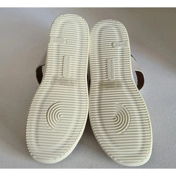Rockport Women's Kells Bay Asym Sandals IVORY LEATHER Size 10M NEW