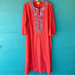 ROLLER RABBIT KURTA EMBROIDERED LONG DRESS WITH POCKETS SIZE XL