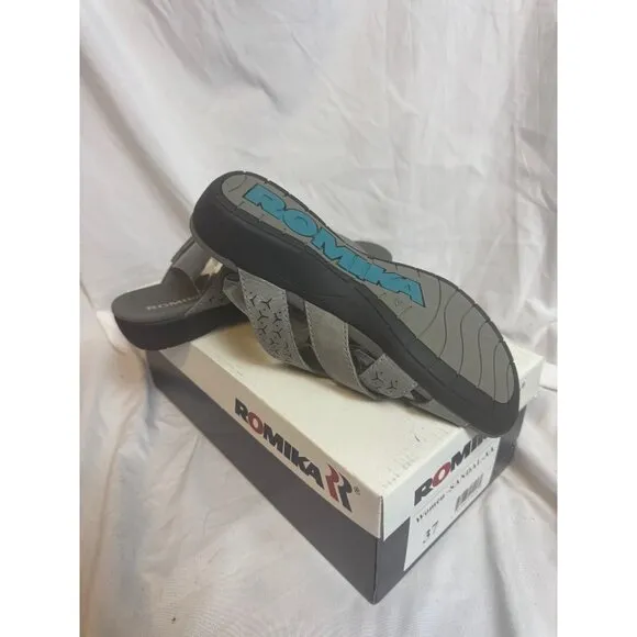 Romika Women’s Leather Slide Sandals – Size 37 (US 6.5-7) – Gray – NIB