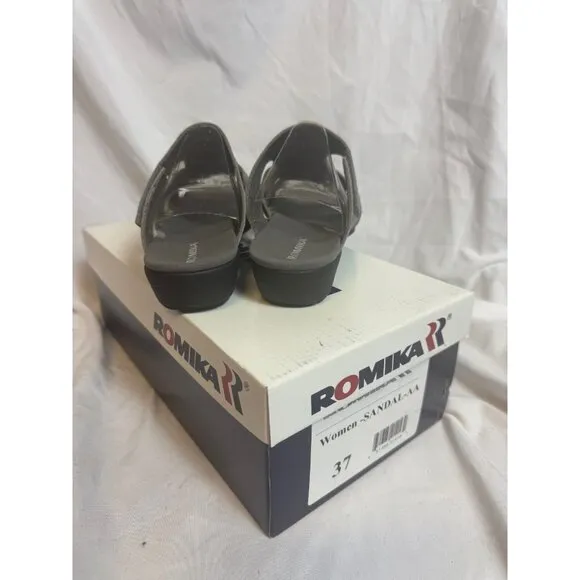 Romika Women’s Leather Slide Sandals – Size 37 (US 6.5-7) – Gray – NIB