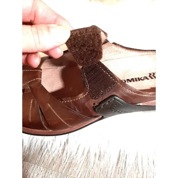 ROMIKA Women's Size 9-9.5 Leather Slip-On Comfort Sandals Chestnut Brown