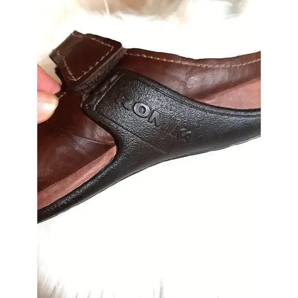 ROMIKA Women's Size 9-9.5 Leather Slip-On Comfort Sandals Chestnut Brown
