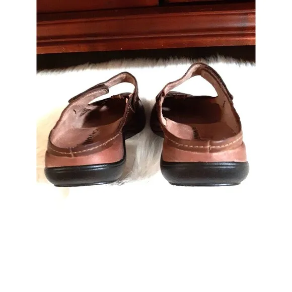 ROMIKA Women's Size 9-9.5 Leather Slip-On Comfort Sandals Chestnut Brown