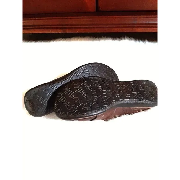 ROMIKA Women's Size 9-9.5 Leather Slip-On Comfort Sandals Chestnut Brown