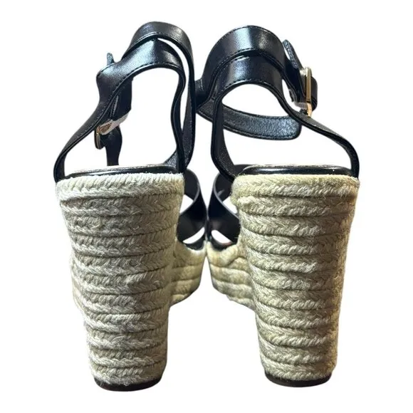 Rubenci Black Women’s Size 9 Wedge Heels Strappy Sandals Platform Shoes Jute