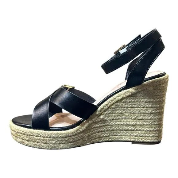 Rubenci Black Women’s Size 9 Wedge Heels Strappy Sandals Platform Shoes Jute