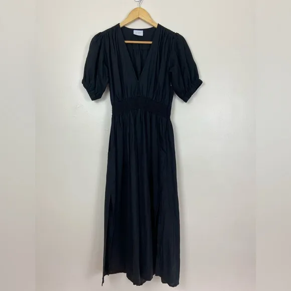 Rue Stiic &quot;Opal Split&quot; dress with V-neckline short sleeves tapered waistline
