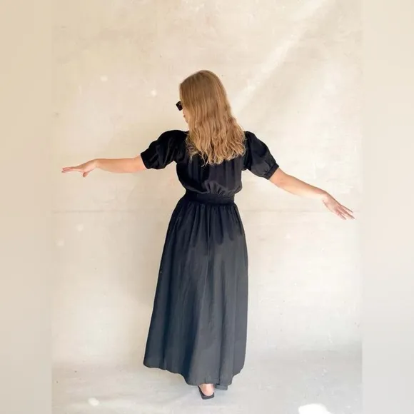 Rue Stiic &quot;Opal Split&quot; dress with V-neckline short sleeves tapered waistline