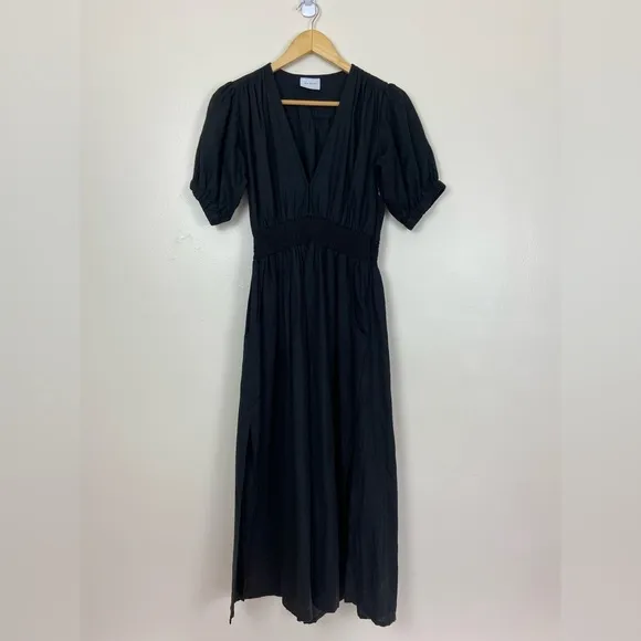 Rue Stiic &quot;Opal Split&quot; dress with V-neckline short sleeves tapered waistline
