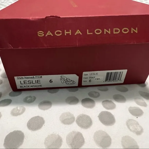Sacha London Leslie Peep Toe Sandals Black Leather Size 6
