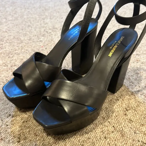 Saint Laurent Black Farrah 80 Platform Sandals