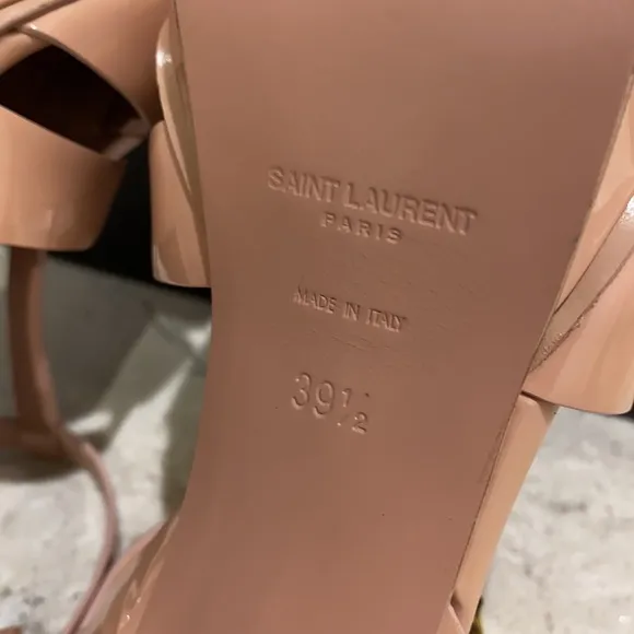 SAINT LAURENT Patent Tribute 75 Platform Sandals