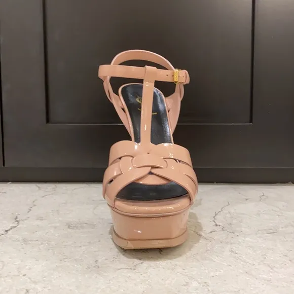 SAINT LAURENT Patent Tribute 75 Platform Sandals