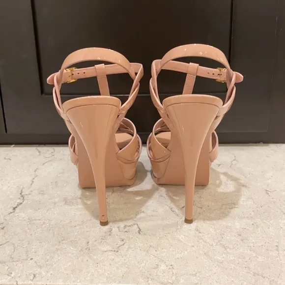 SAINT LAURENT Patent Tribute 75 Platform Sandals