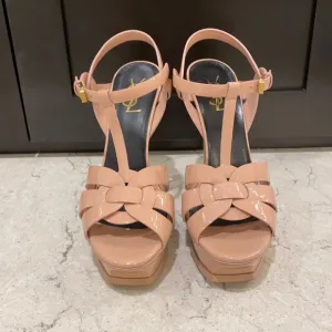 SAINT LAURENT Patent Tribute 75 Platform Sandals
