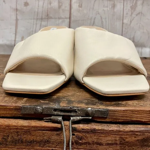 Saks 5th Avenue Mestico Marble Block Heel Leather Sandals New/ No Box