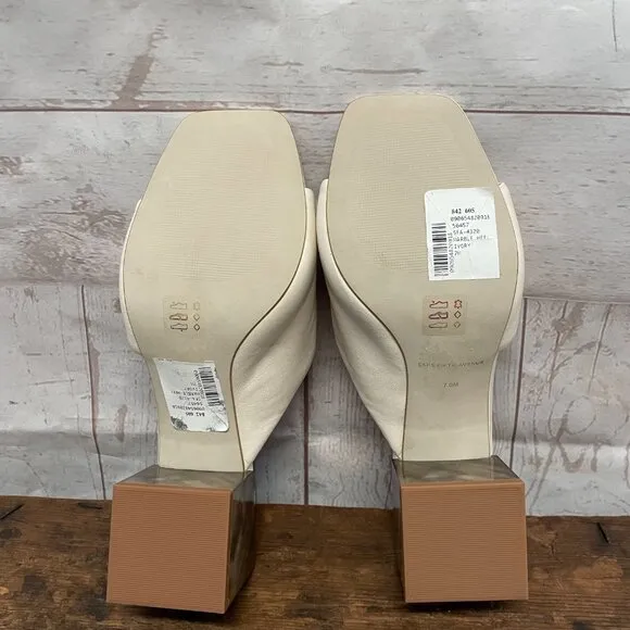 Saks 5th Avenue Mestico Marble Block Heel Leather Sandals New/ No Box