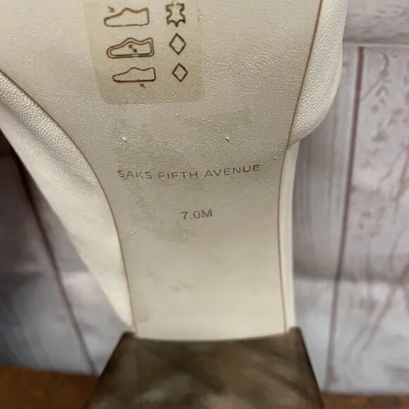 Saks 5th Avenue Mestico Marble Block Heel Leather Sandals New/ No Box