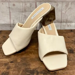 Saks 5th Avenue Mestico Marble Block Heel Leather Sandals New/ No Box